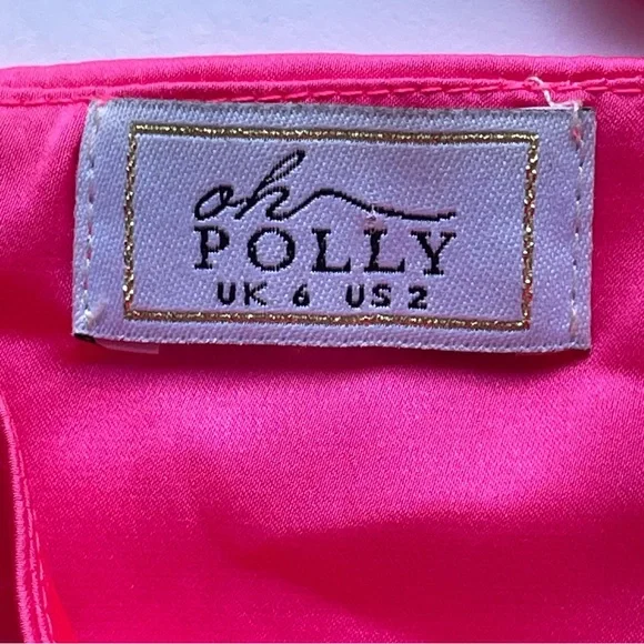 Oh Polly Sleek Satin Crop Top Bra Fairycore Glam Hot Pink size 2 US - Picture 2 of 7